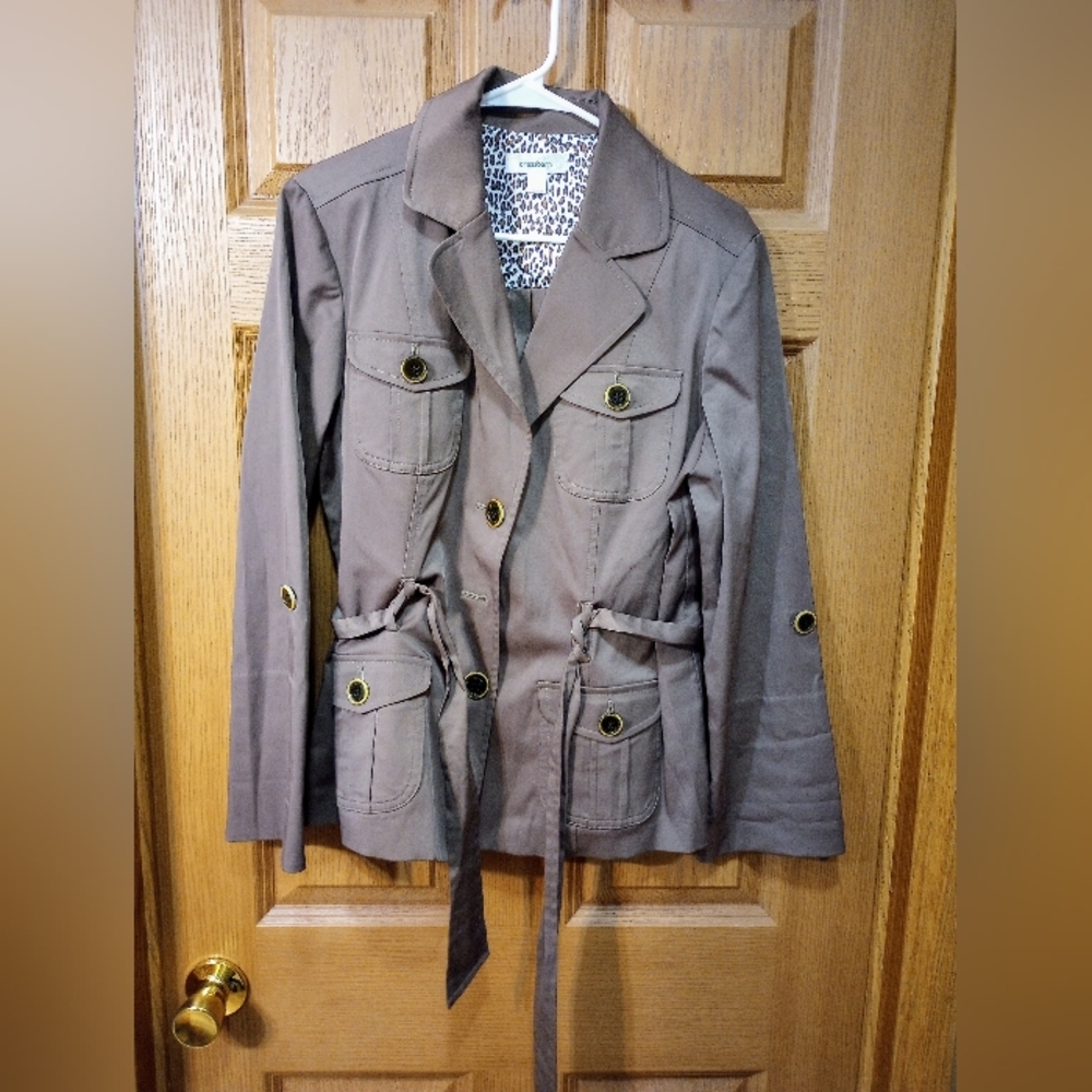 Women's Dress Barn brown belted jacket, size medium